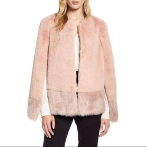 Halogen Faux Fur Cape Coat Pink Smoke